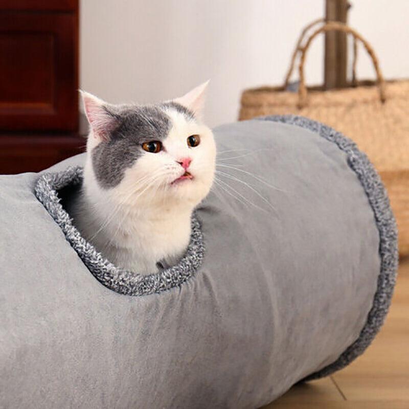 Collapsible Cat Tunnel with Peek-a-Boo Holes & Hanging Ball – 130cm