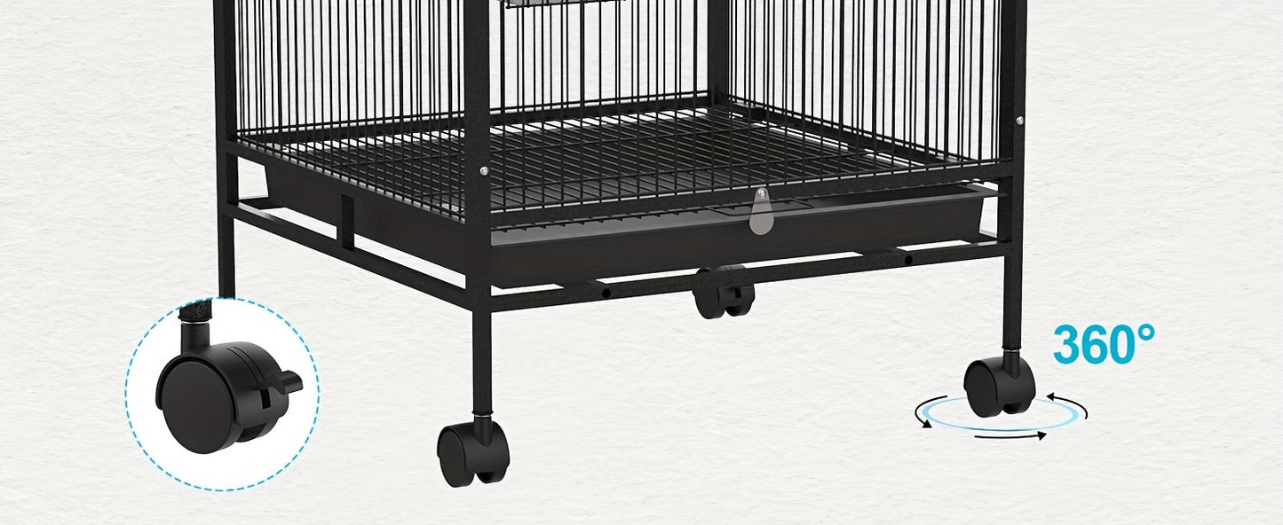 Outdoor Bird Cage with Roof – 85cm Tall on Wheels