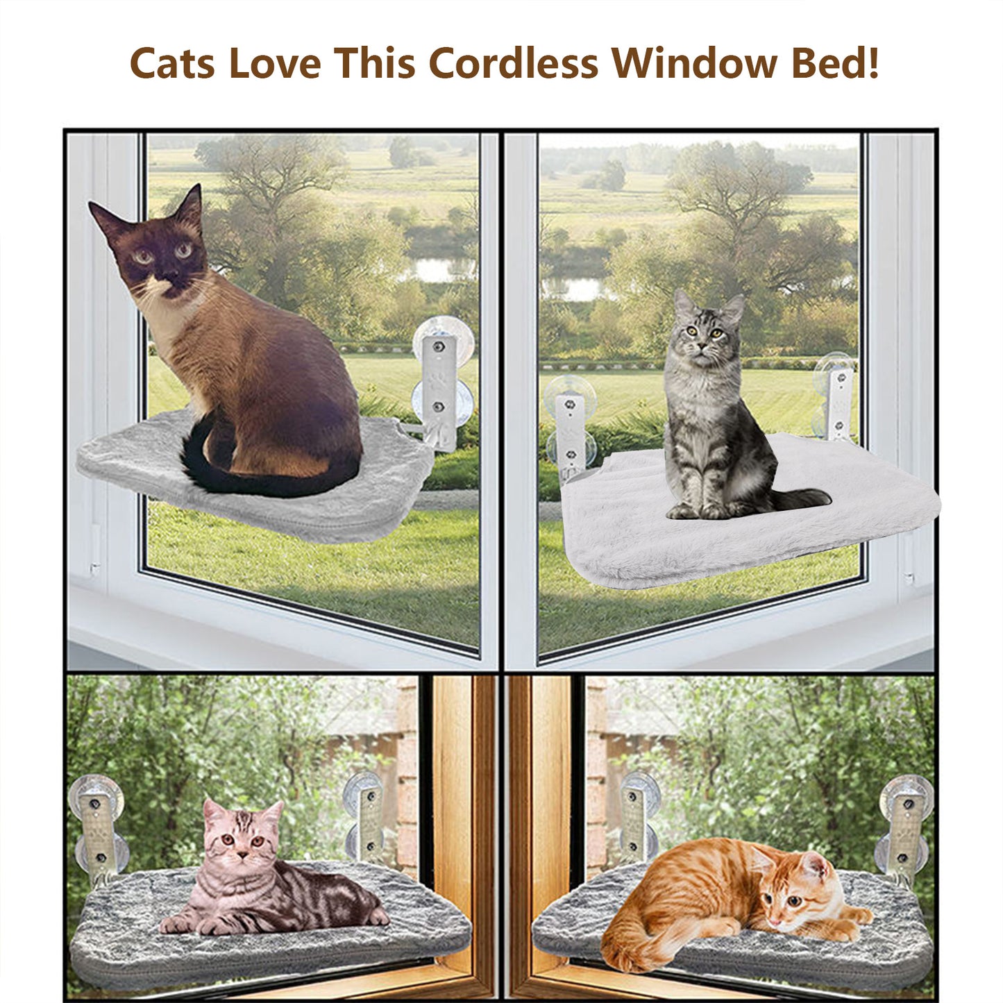 Window-Mounted Cat Hammock with Plush Cushion