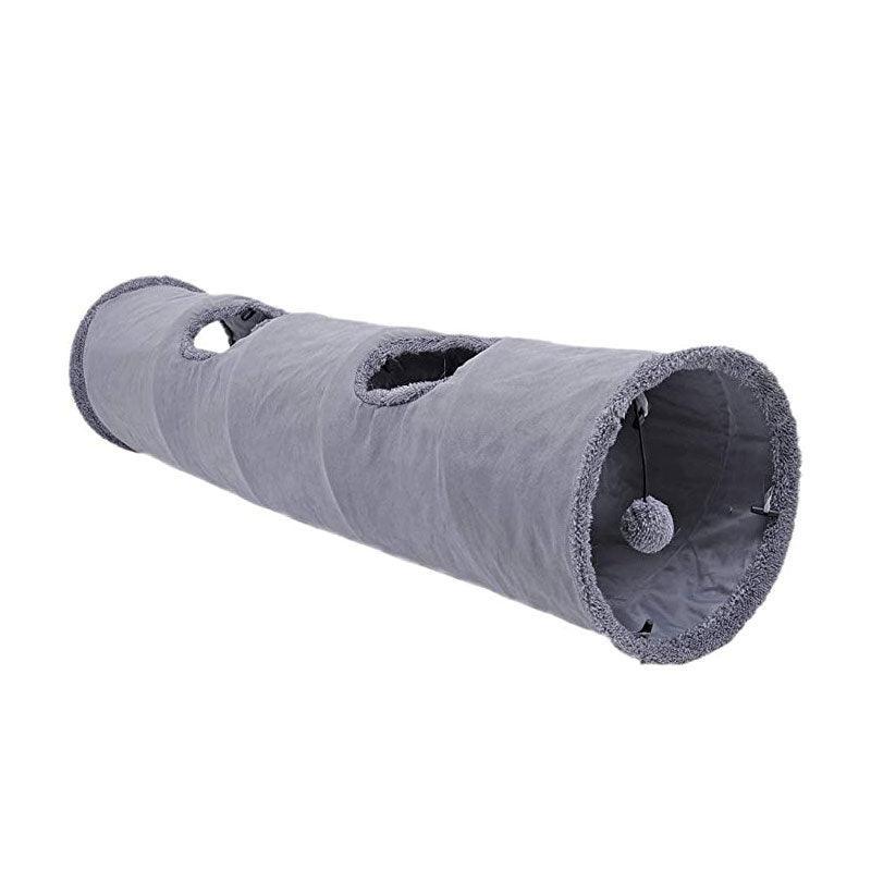 Collapsible Cat Tunnel with Peek-a-Boo Holes & Hanging Ball – 130cm