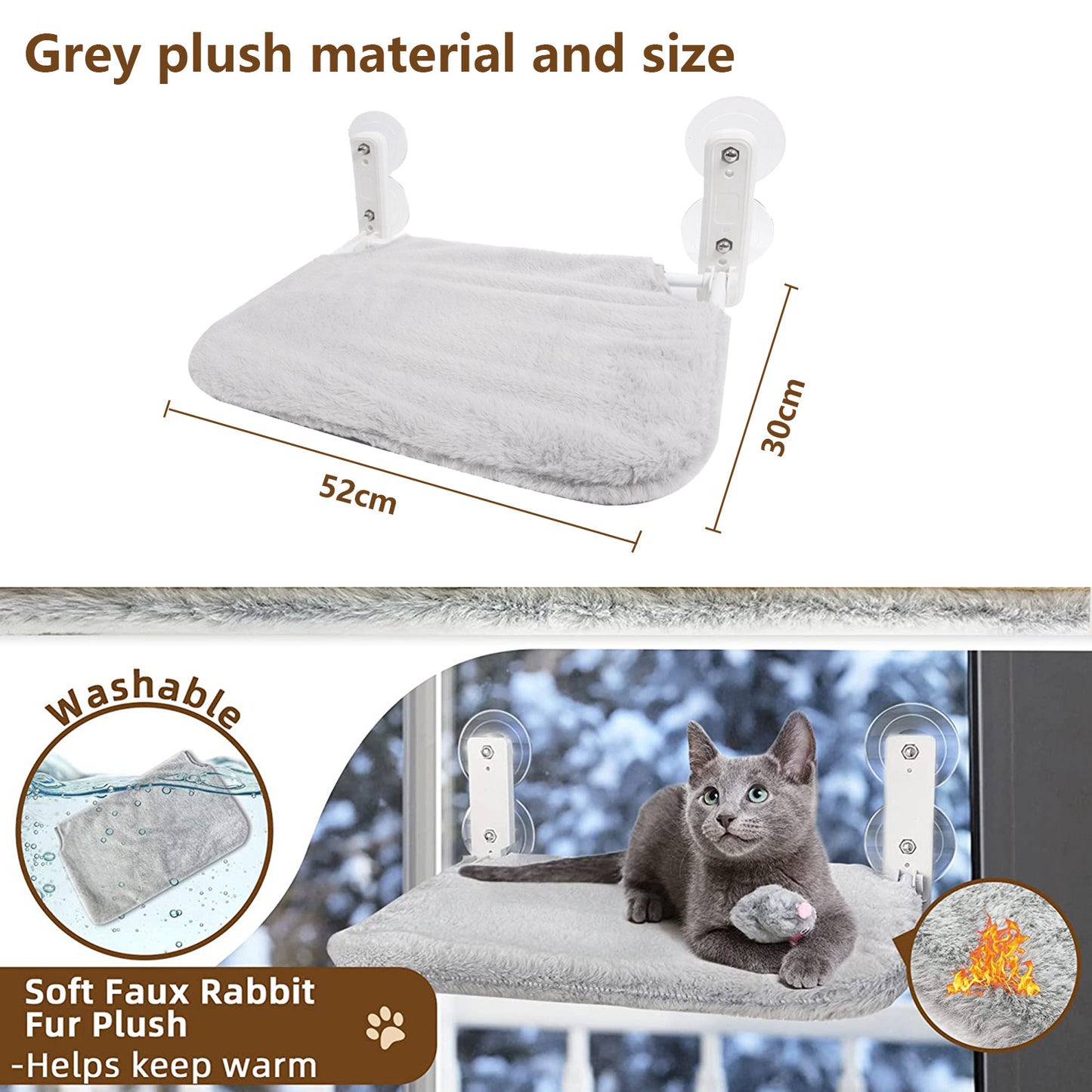 Window-Mounted Cat Hammock with Plush Cushion