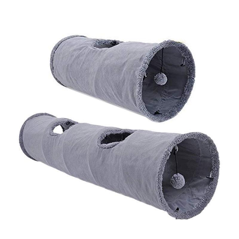 Collapsible Cat Tunnel with Peek-a-Boo Holes & Hanging Ball – 130cm