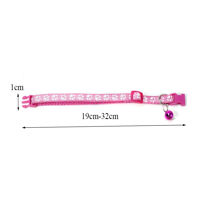 Adjustable Cat Collar with Bell – Reflective Paw Print Design