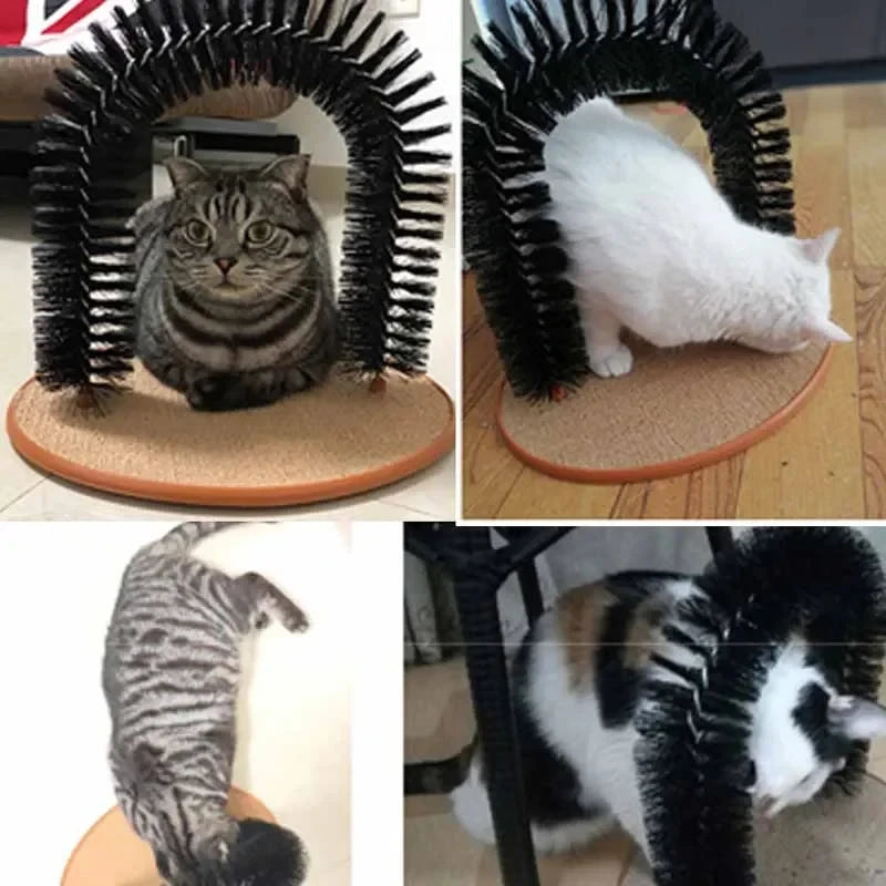 Self-Grooming Cat Arch with Scratching Base