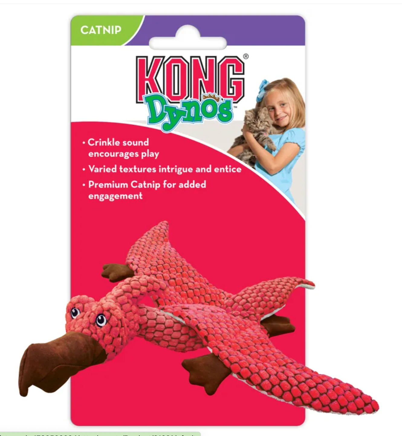 KONG Dynos Catnip Crinkle Dinosaur Cat Toy