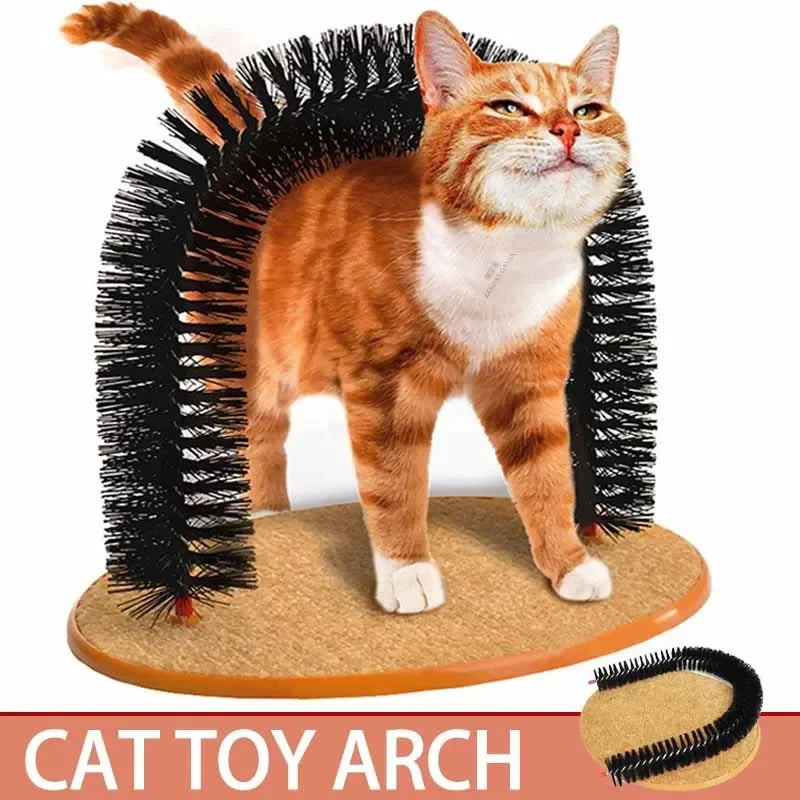 Self-Grooming Cat Arch with Scratching Base