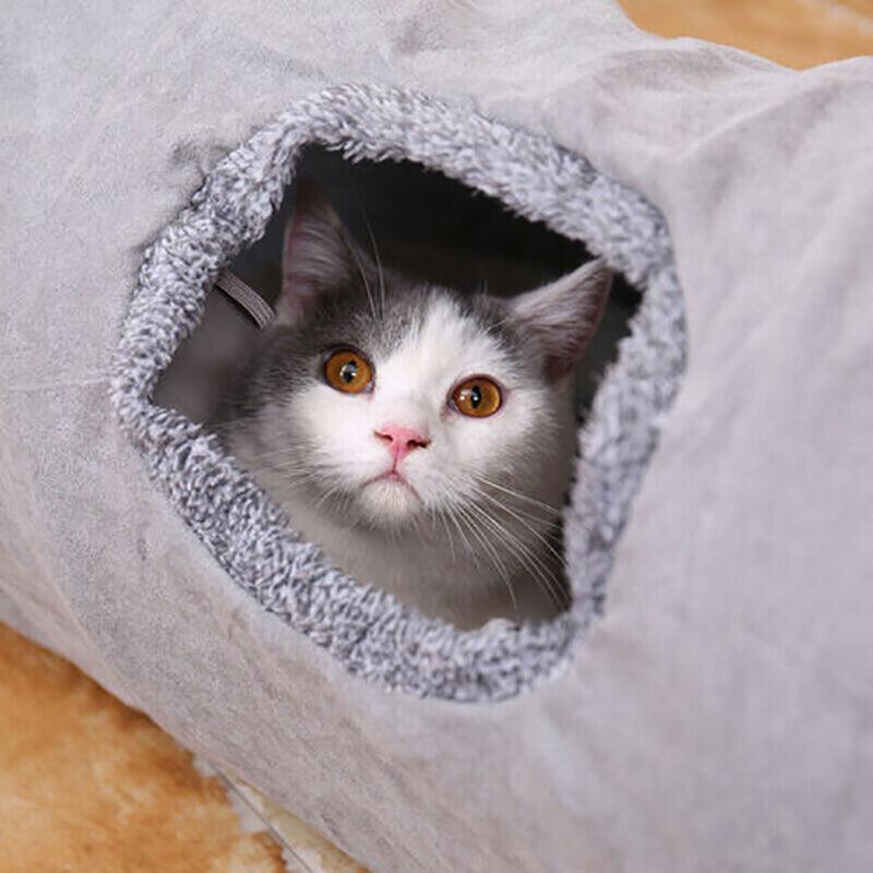 Collapsible Cat Tunnel with Peek-a-Boo Holes & Hanging Ball – 130cm