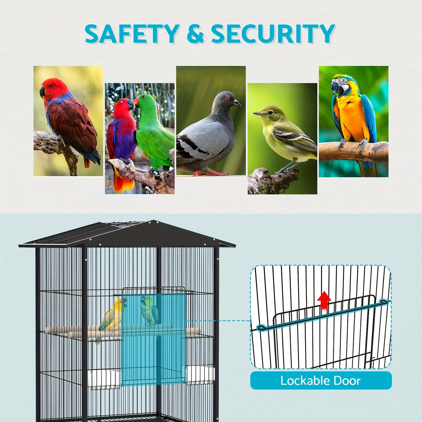 Outdoor Bird Cage with Roof – 85cm Tall on Wheels