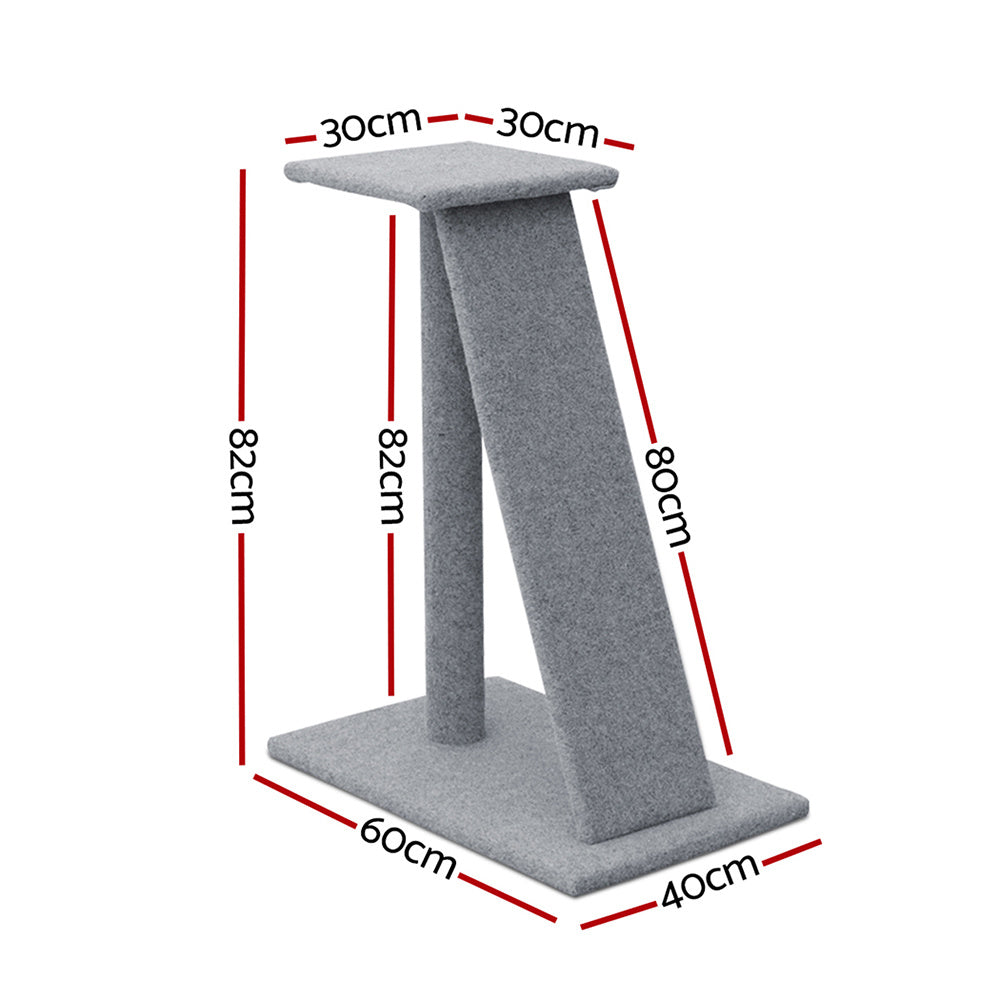 Modern Tilted Cat Scratching Post with Platform – 82cm Tall