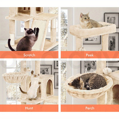 3-Level Cat Tree Tower with Hammock, Ramp & Sisal Posts