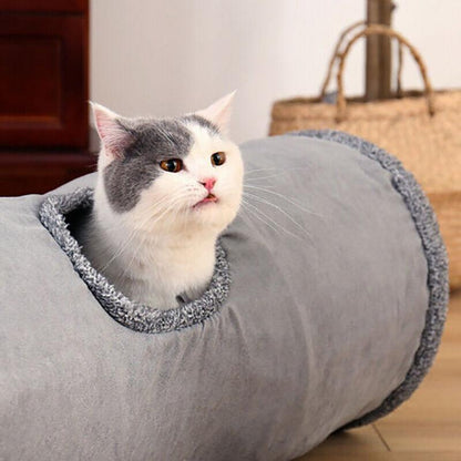 Collapsible Cat Tunnel with Peek-a-Boo Holes & Hanging Ball – 130cm