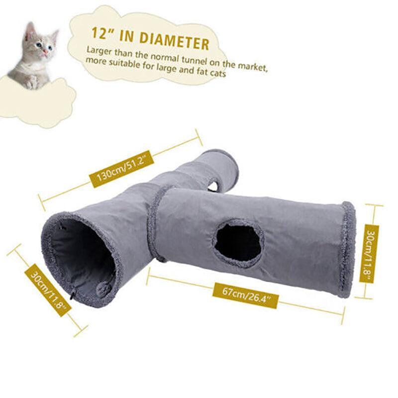 Collapsible Cat Tunnel with Peek-a-Boo Holes & Hanging Ball – 130cm