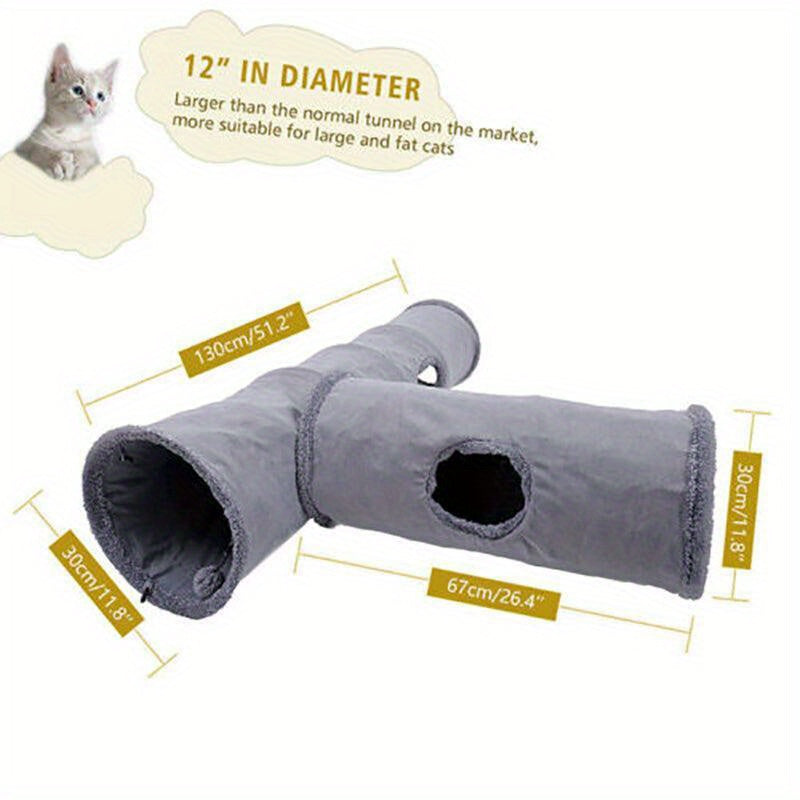 Collapsible Cat Tunnel with Peek-a-Boo Holes & Hanging Ball – 130cm
