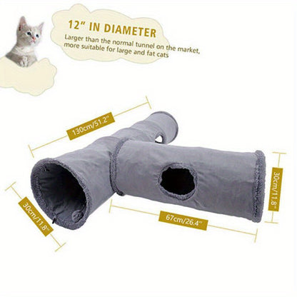Collapsible Cat Tunnel with Peek-a-Boo Holes & Hanging Ball – 130cm