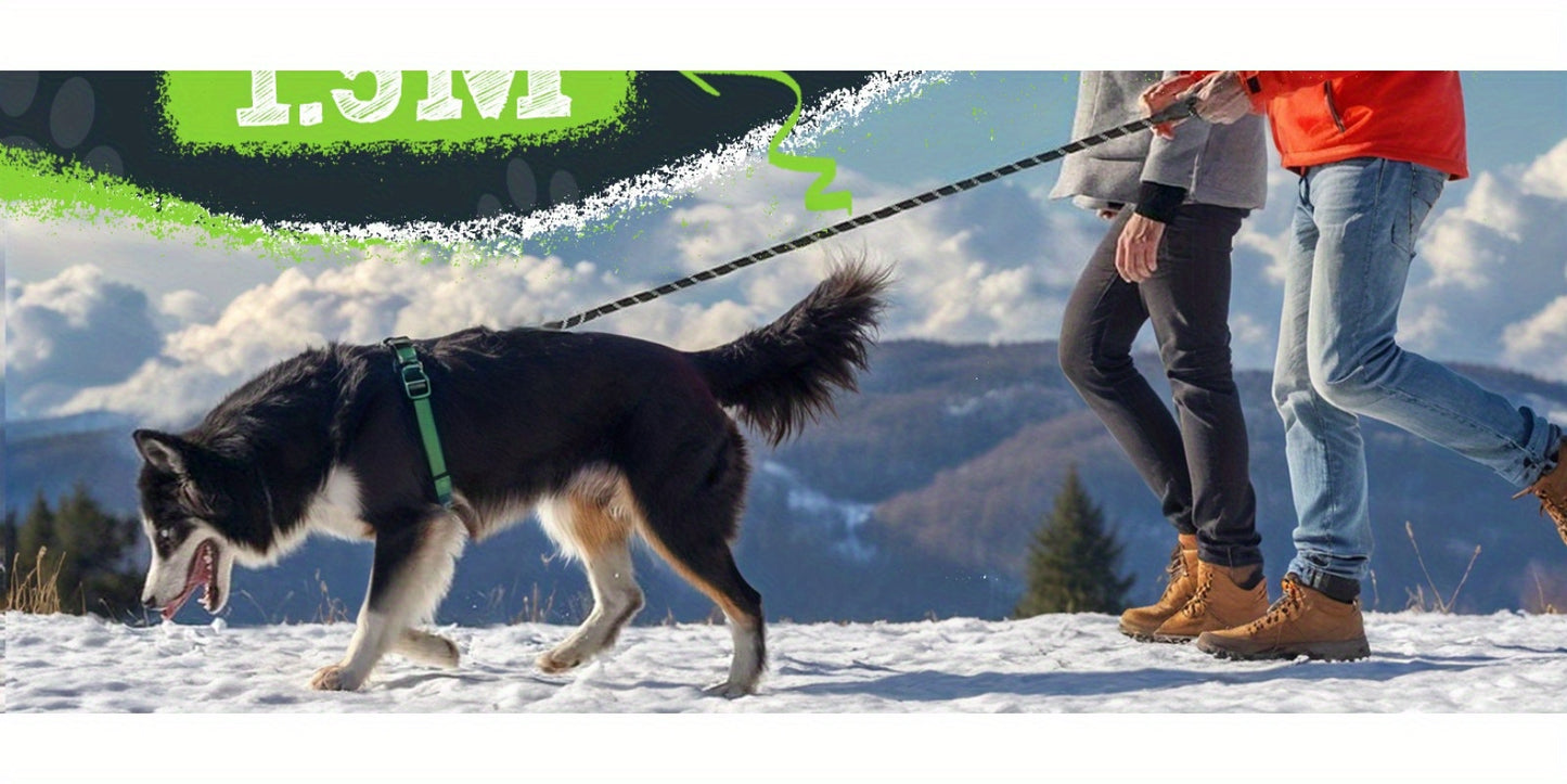 Reflective Heavy-Duty Dog Leash – 1.5m with Padded Handle & Swivel Clip