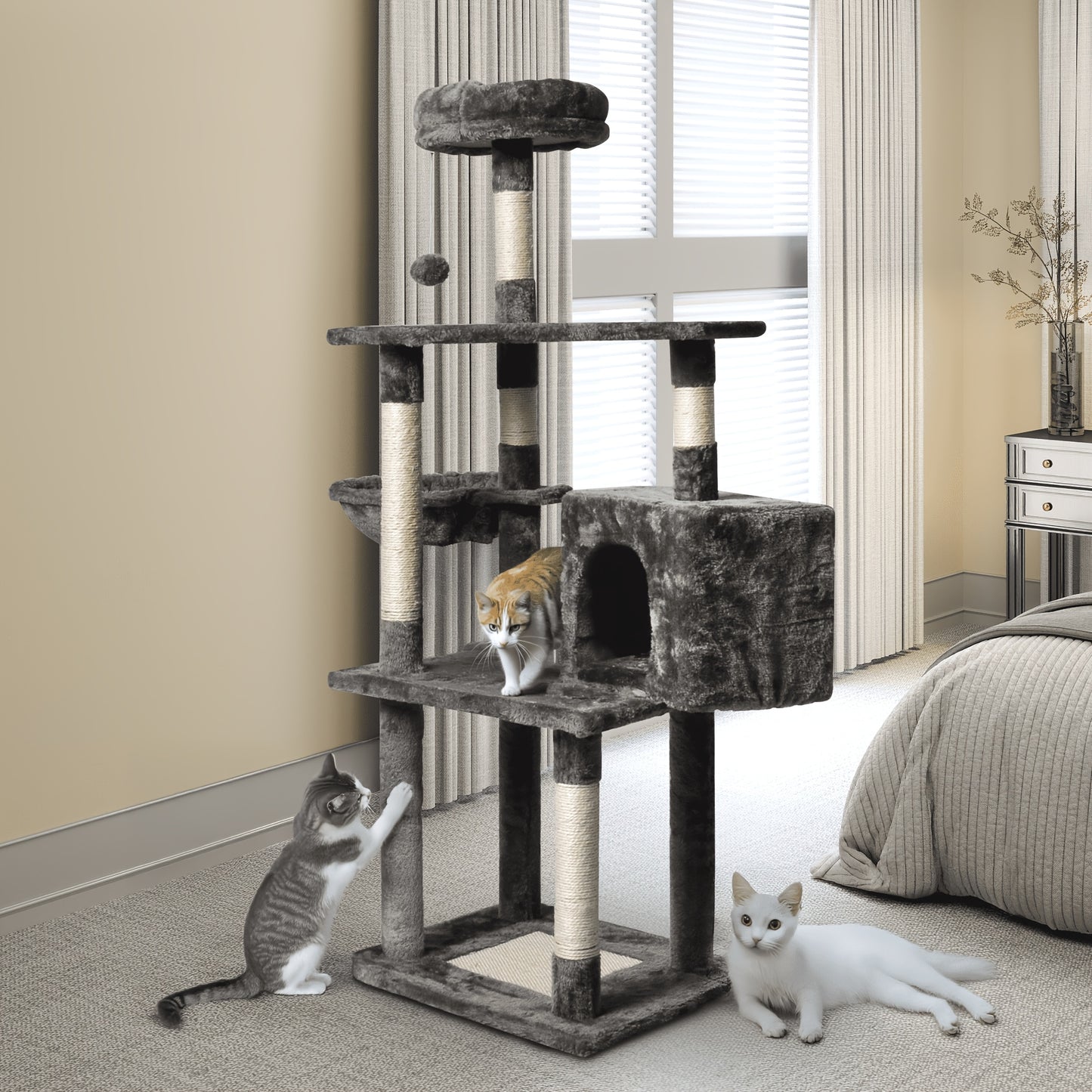 Multi-Level Cat Tree Tower with Hammock & Hideaway