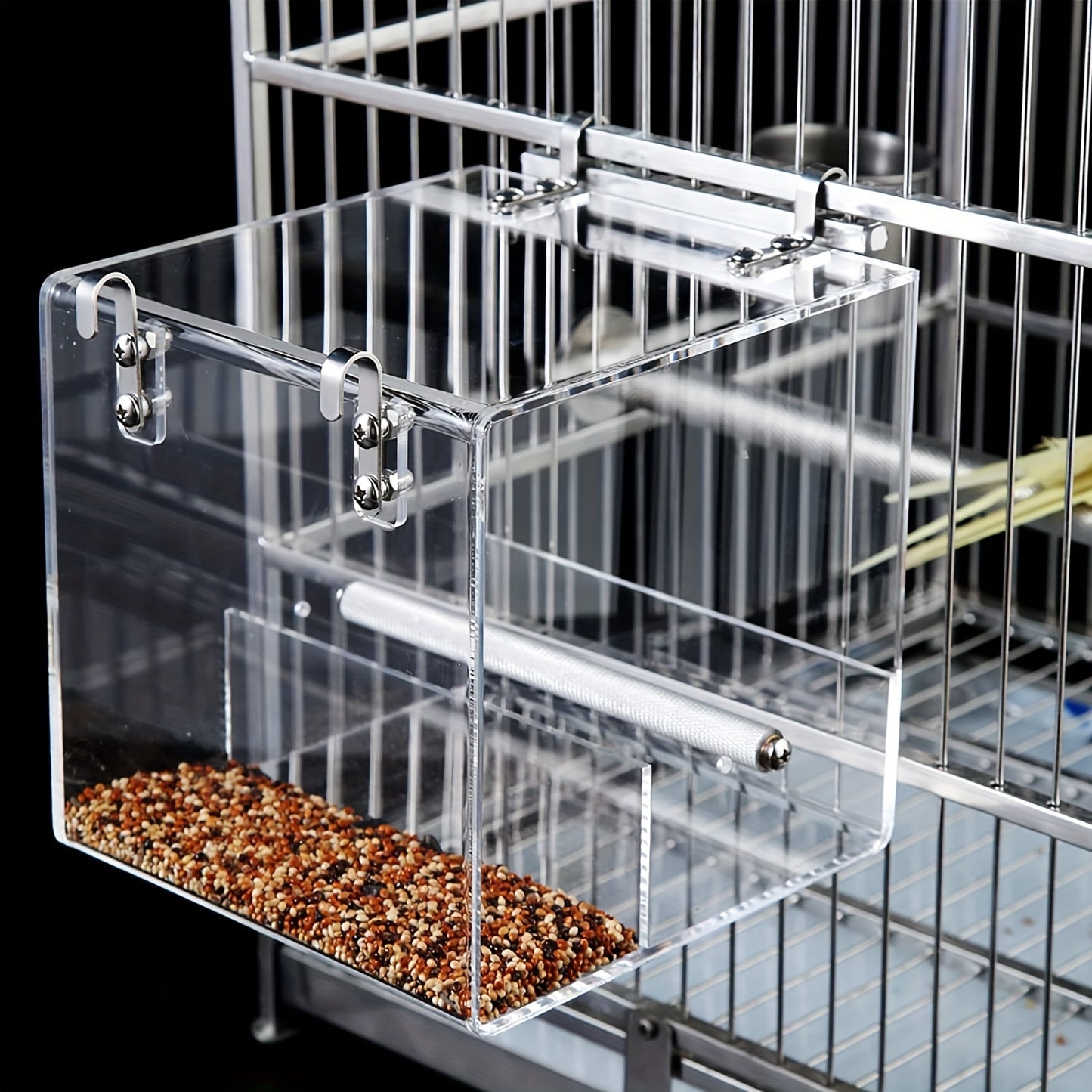 2-Pack Clear Acrylic Bird Feeders with Perch – Anti-Splash, Easy-Clean Design
