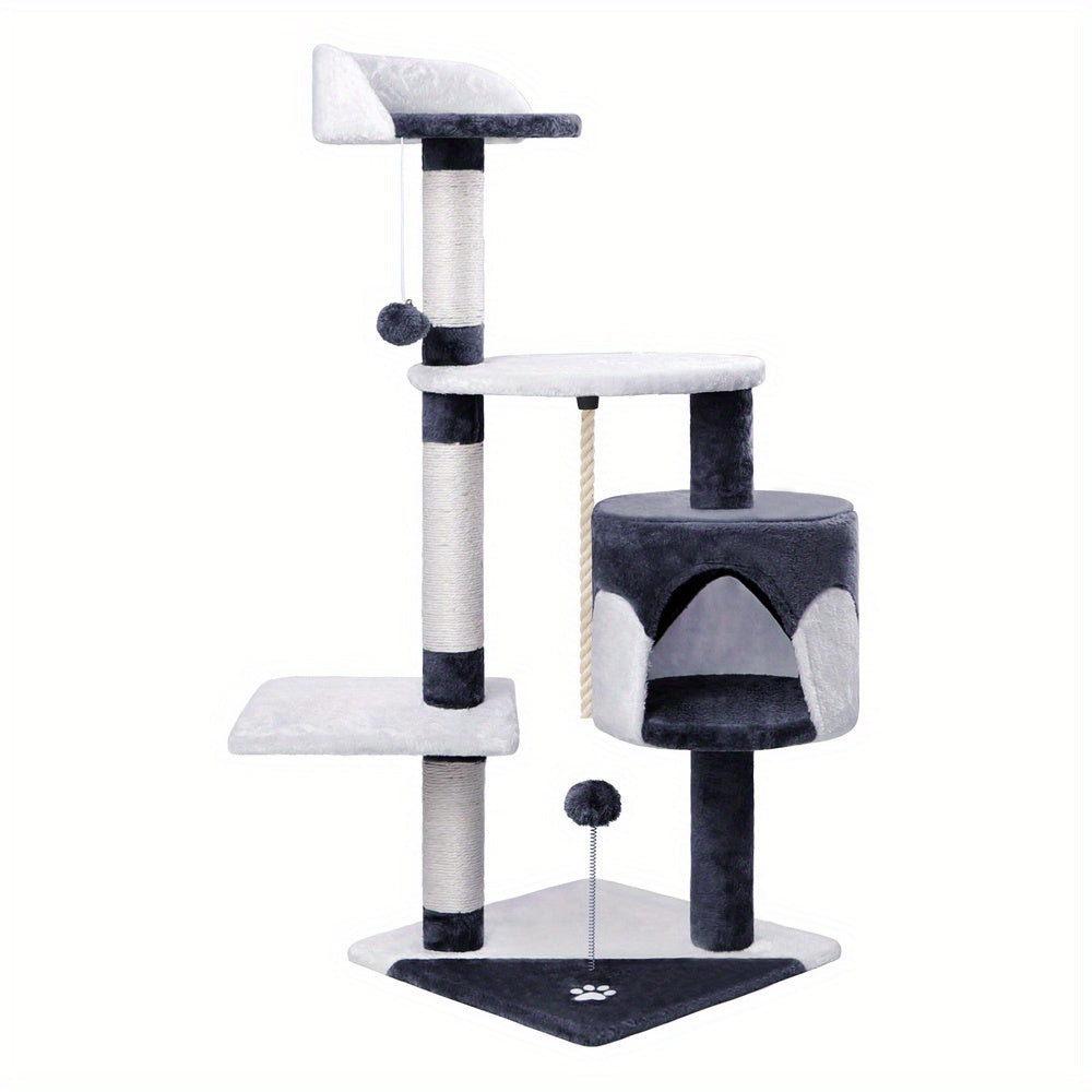 Multi-Level Cat Tree Tower with Scratching Posts & Hideaway