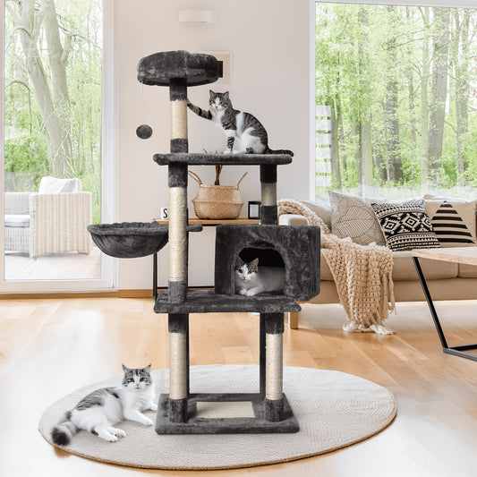 Multi-Level Cat Tree Tower with Hammock & Hideaway