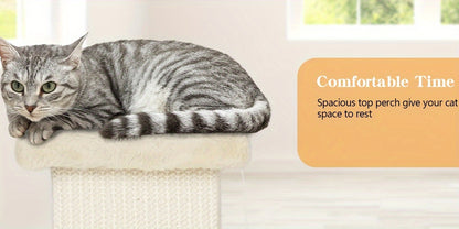 Tall Sisal Cat Scratching Post with Plush Base & Hanging Ball – 40cm Base