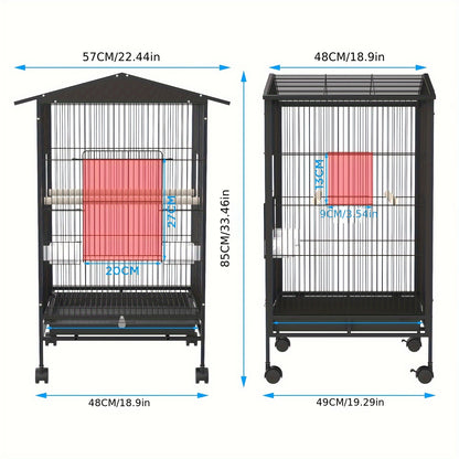Outdoor Bird Cage with Roof – 85cm Tall on Wheels