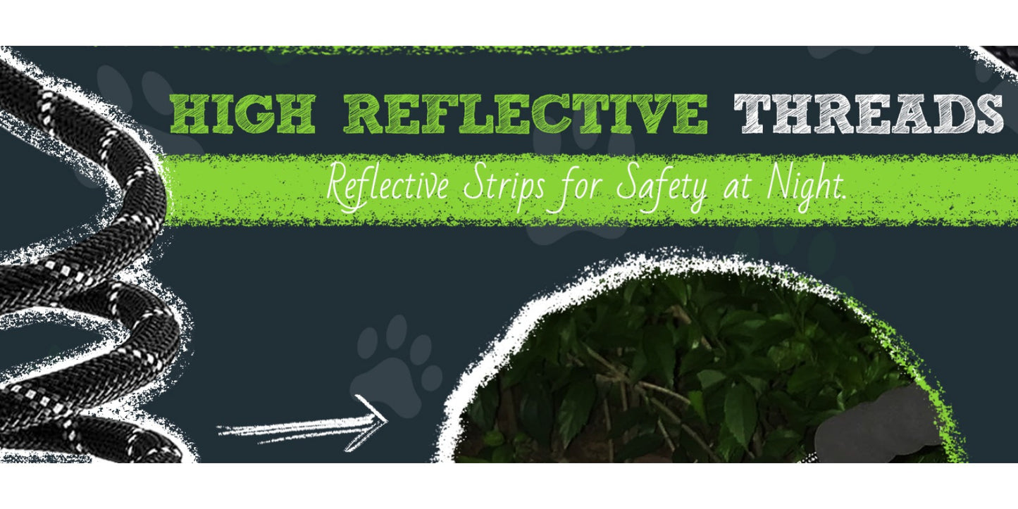 Reflective Heavy-Duty Dog Leash – 1.5m with Padded Handle & Swivel Clip