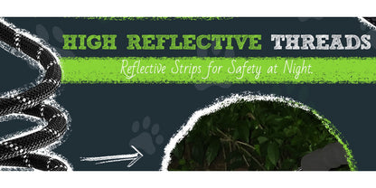Reflective Heavy-Duty Dog Leash – 1.5m with Padded Handle & Swivel Clip