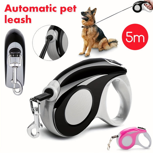 5M Retractable Dog Leash – Tangle-Free with Locking Brake System