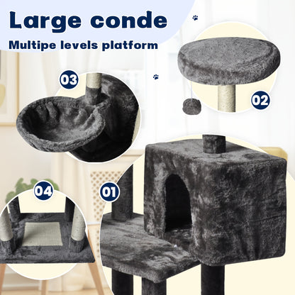 Multi-Level Cat Tree Tower with Hammock & Hideaway