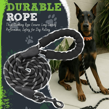Reflective Heavy-Duty Dog Leash – 1.5m with Padded Handle & Swivel Clip
