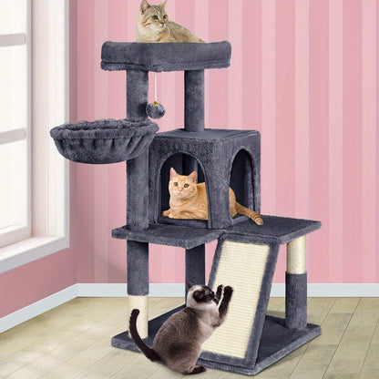 3-Level Cat Tree Tower with Hammock, Ramp & Sisal Posts