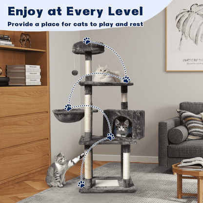 Multi-Level Cat Tree Tower with Hammock & Hideaway
