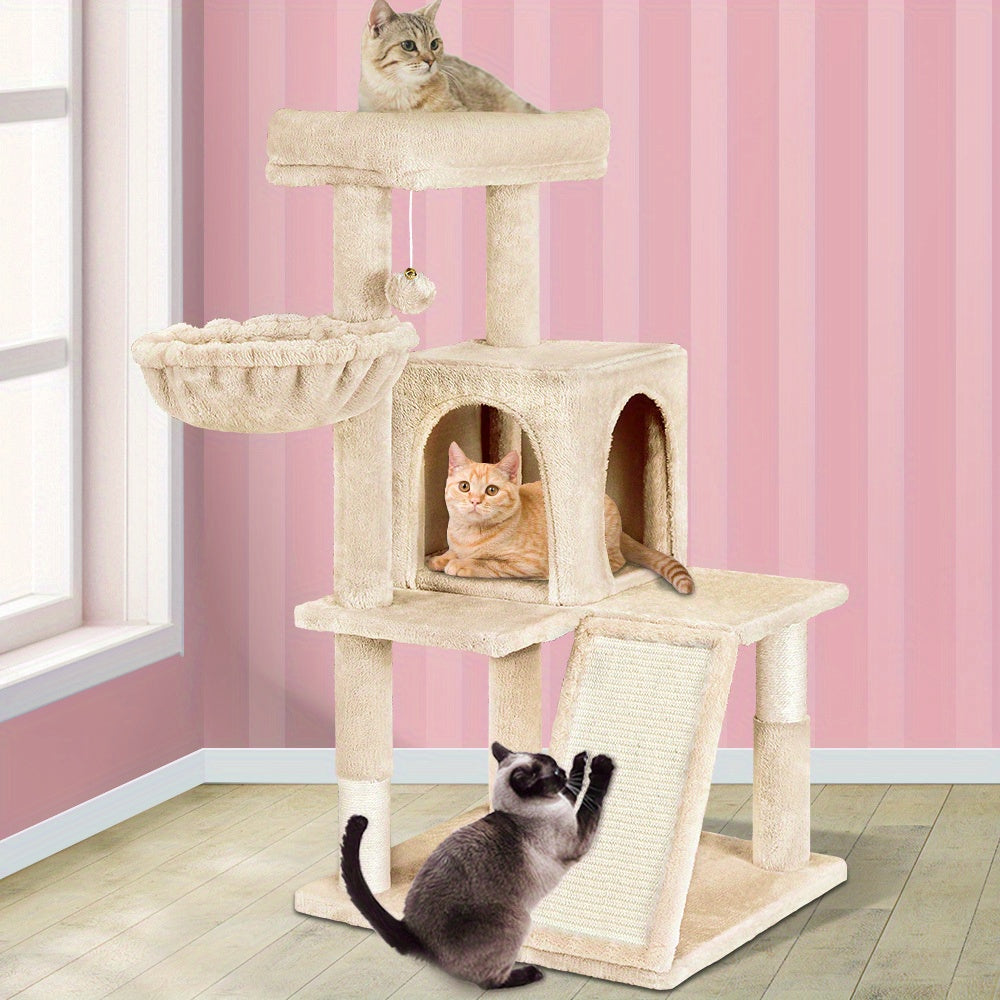 3-Level Cat Tree Tower with Hammock, Ramp & Sisal Posts