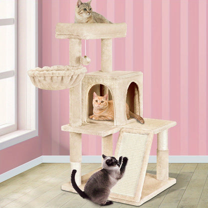 3-Level Cat Tree Tower with Hammock, Ramp & Sisal Posts