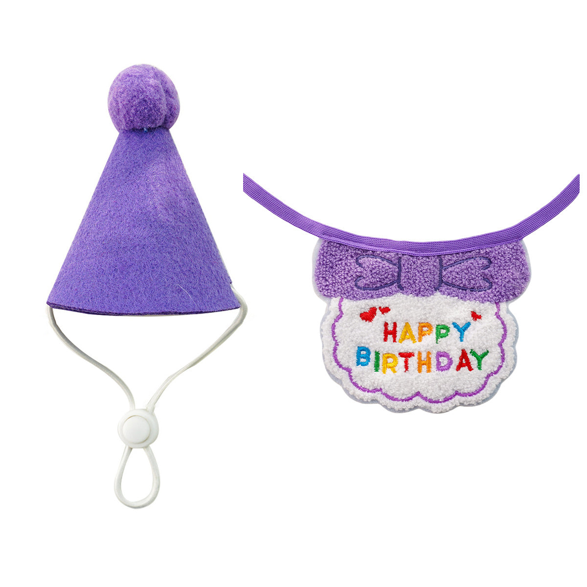 Cat Birthday Outfit – Party Hat & “Happy Birthday” Bib Set