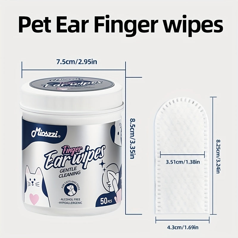 Mioszzi Finger Ear Wipes for Cats – 50pcs Gentle Cleaning
