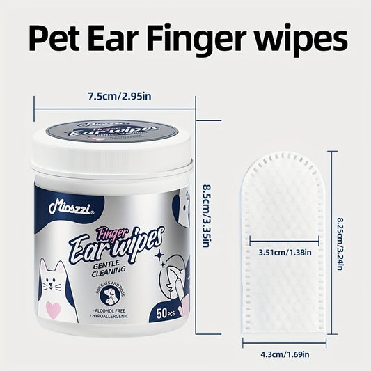 Mioszzi Finger Ear Wipes for Cats – 50pcs Gentle Cleaning