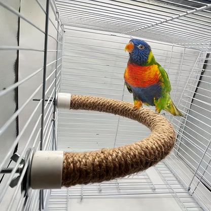Natural Rope Bird Perch – Flexible Cage Mount