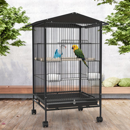 Outdoor Bird Cage with Roof – 85cm Tall on Wheels