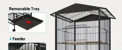Outdoor Bird Cage with Roof – 85cm Tall on Wheels