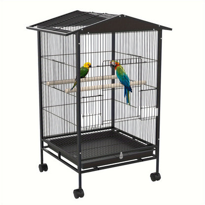 Outdoor Bird Cage with Roof – 85cm Tall on Wheels
