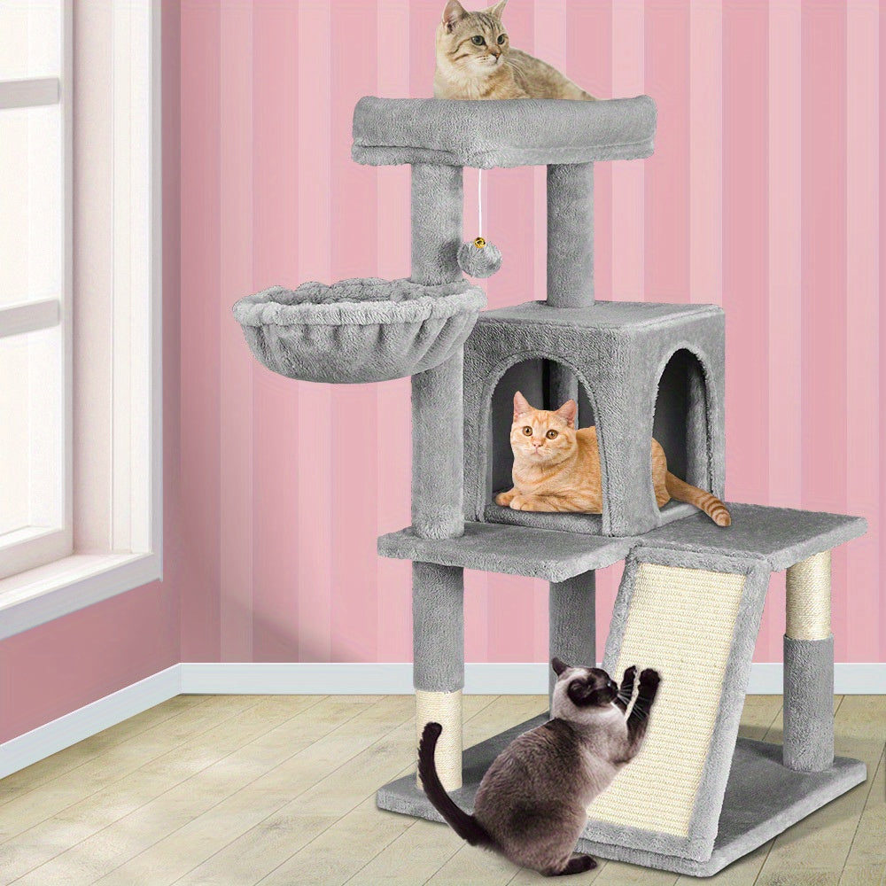 3-Level Cat Tree Tower with Hammock, Ramp & Sisal Posts