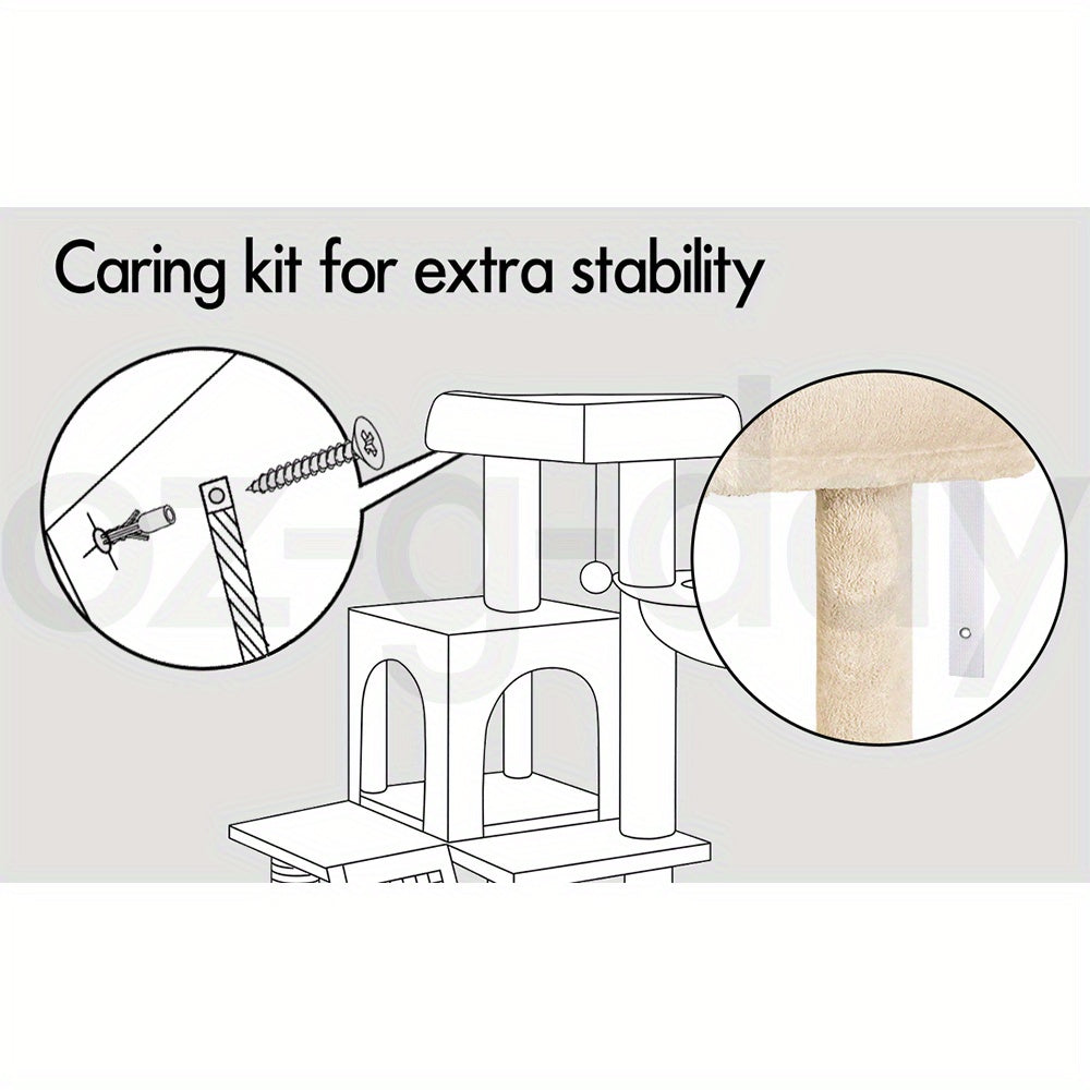 3-Level Cat Tree Tower with Hammock, Ramp & Sisal Posts