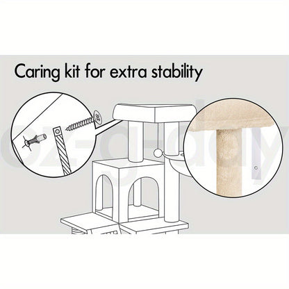 3-Level Cat Tree Tower with Hammock, Ramp & Sisal Posts