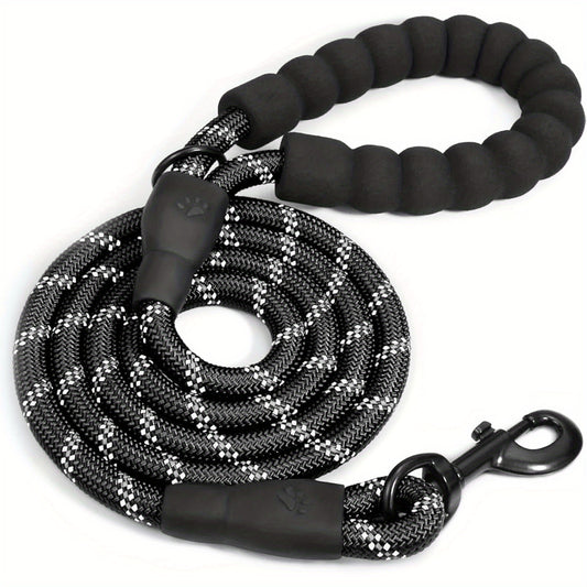 Reflective Heavy-Duty Dog Leash – 1.5m with Padded Handle & Swivel Clip