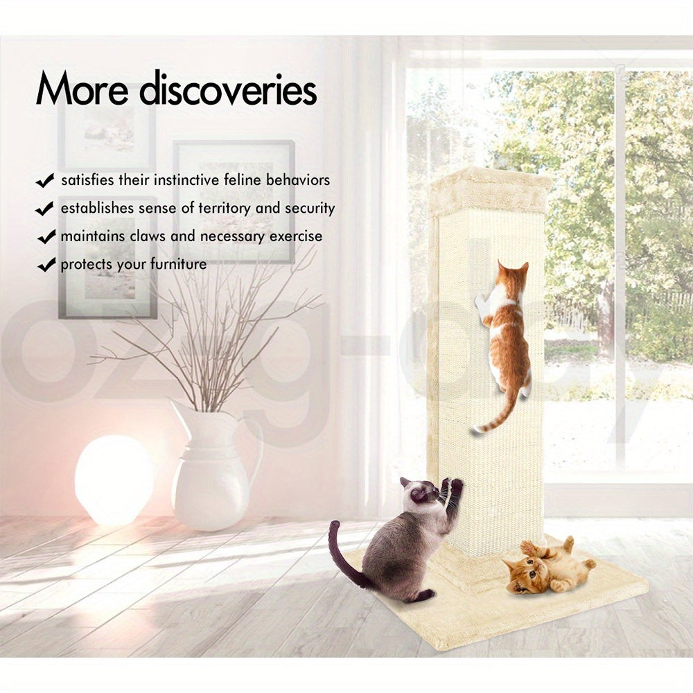 BEASTIE Natural Sisal Cat Scratching Post – Tall & Sturdy Design