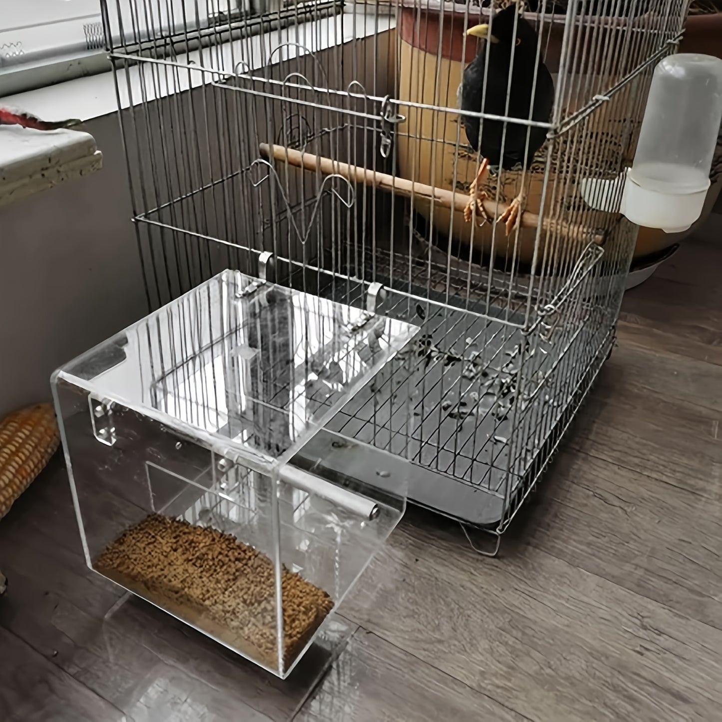 2-Pack Clear Acrylic Bird Feeders with Perch – Anti-Splash, Easy-Clean Design