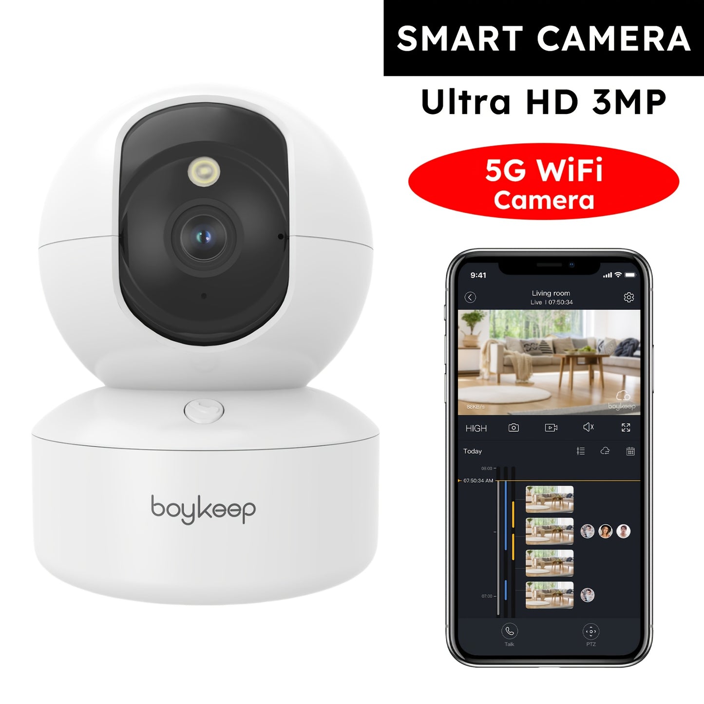 oykeep Smart Pet Camera – 3MP Ultra HD