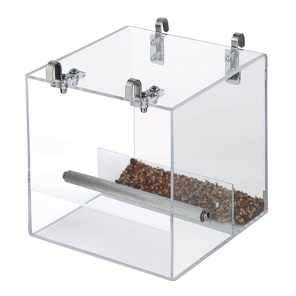2-Pack Clear Acrylic Bird Feeders with Perch – Anti-Splash, Easy-Clean Design