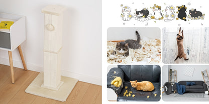 Tall Sisal Cat Scratching Post with Plush Base & Hanging Ball – 40cm Base